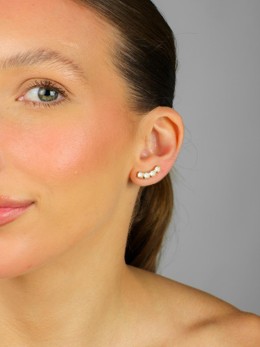 Brinco Ear Cuff Incolor | Banhado a Ouro