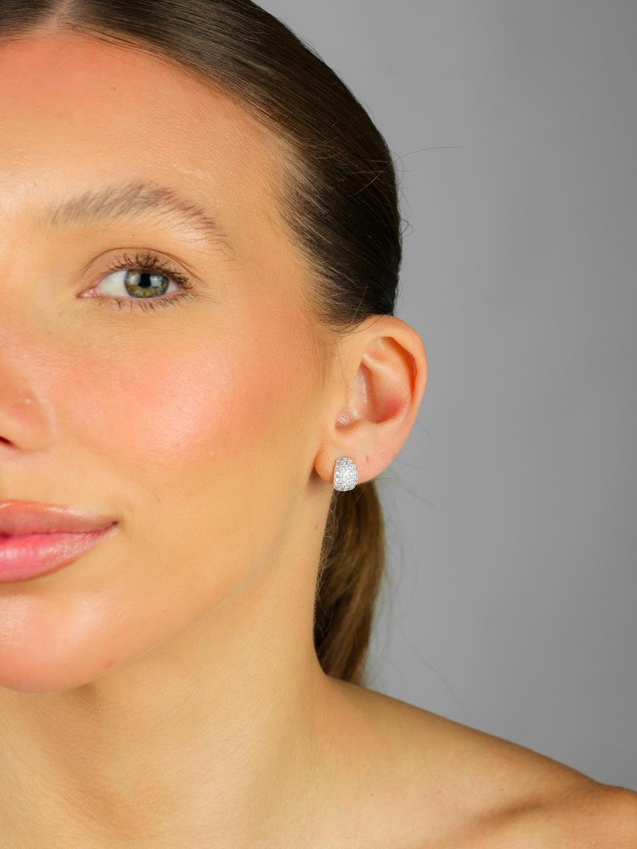 Brinco Cravejado | Banho De Prata.