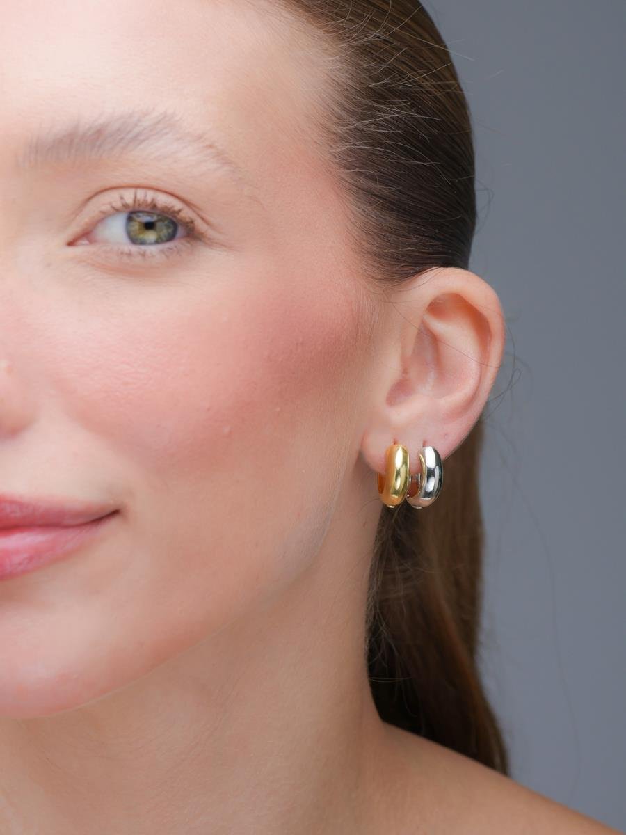 Argola Dupla Lisa | Banhado a Ouro e Ródio Branco.