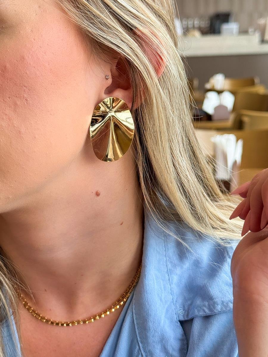 Brinco Orgânico Maxi | Banhado a Ouro.