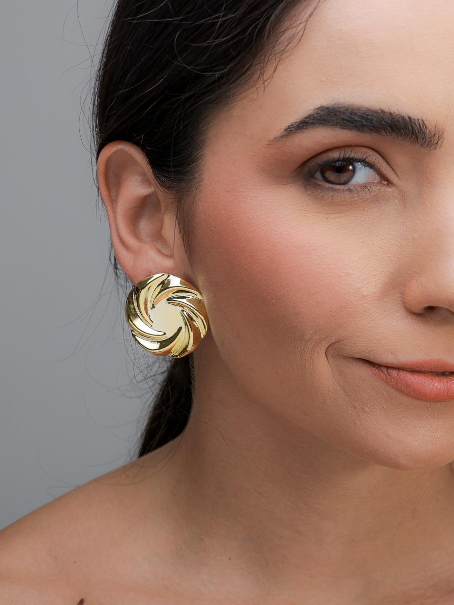Brinco Espiral Orgânico | Banhado a Ouro.