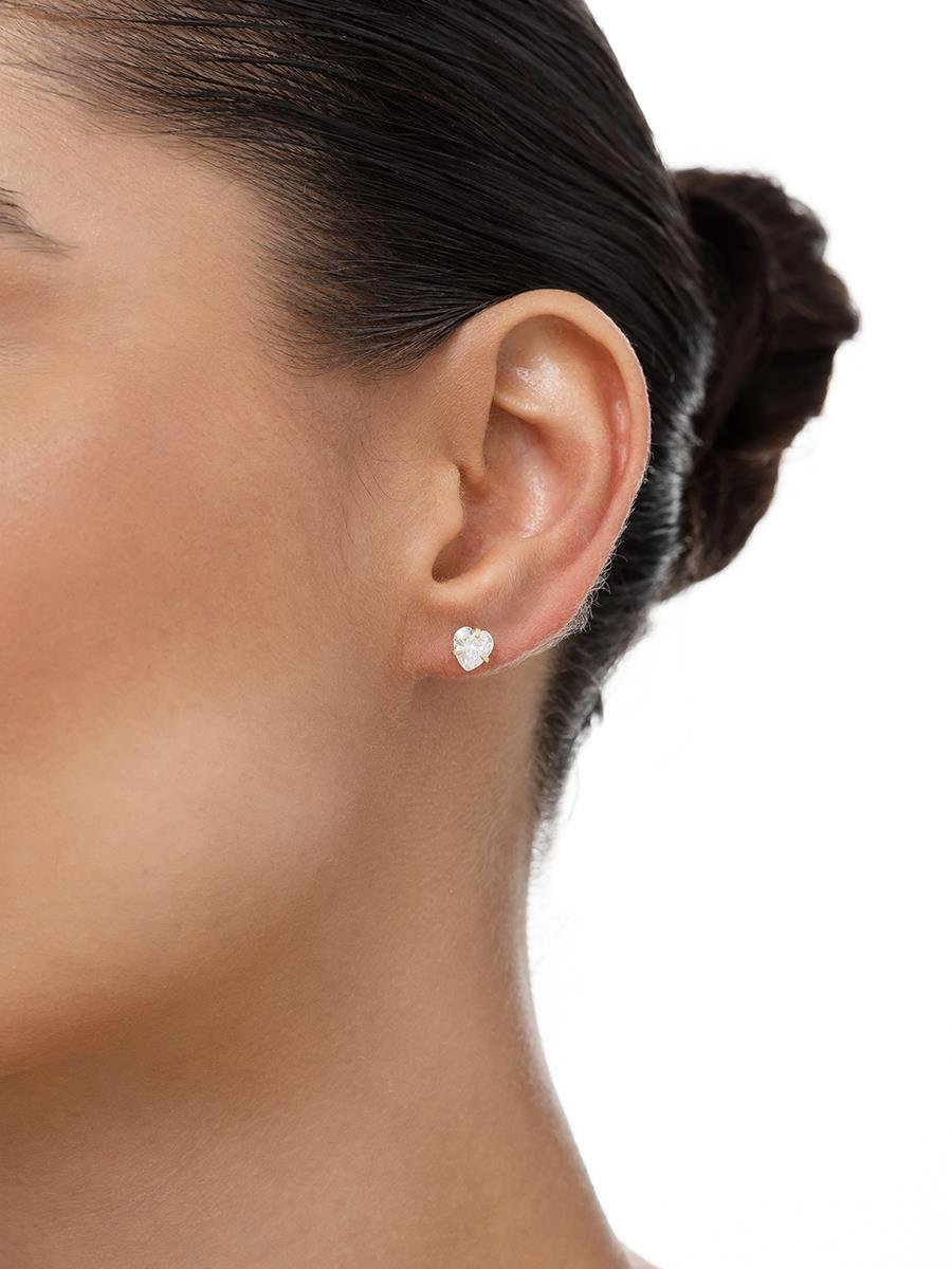 Brinco Ponto de Luz Coração Incolor P | Banhado a Ouro