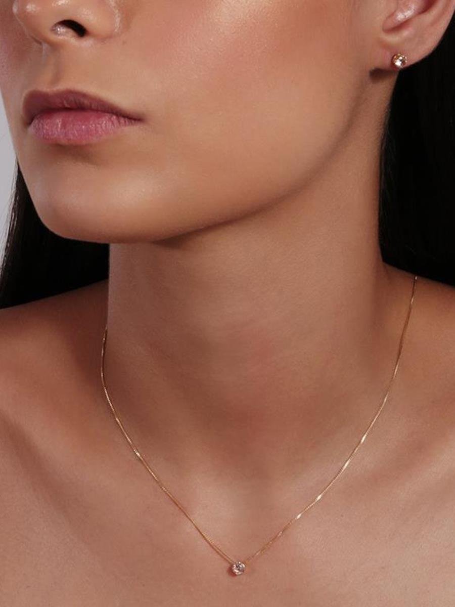 Conjunto Ponto de Luz Rosa | Banhado a Ouro.
