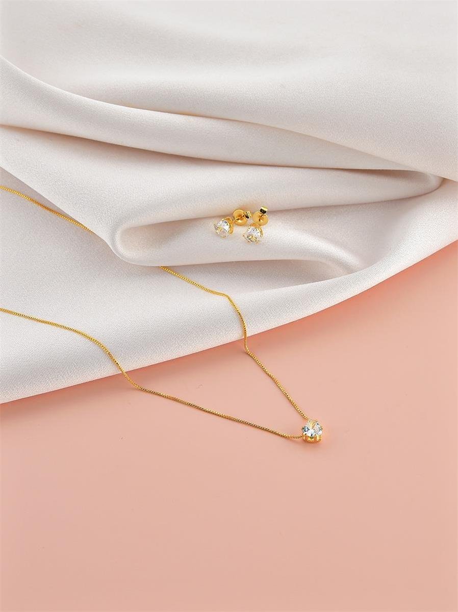 Conjunto Ponto de Luz M | Banhado a Ouro.
