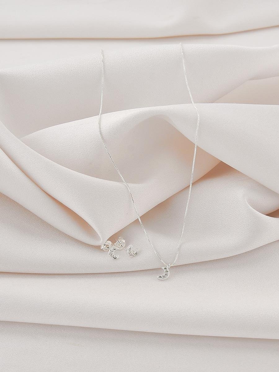 Conjunto Lua Cravejada| Banho de Prata