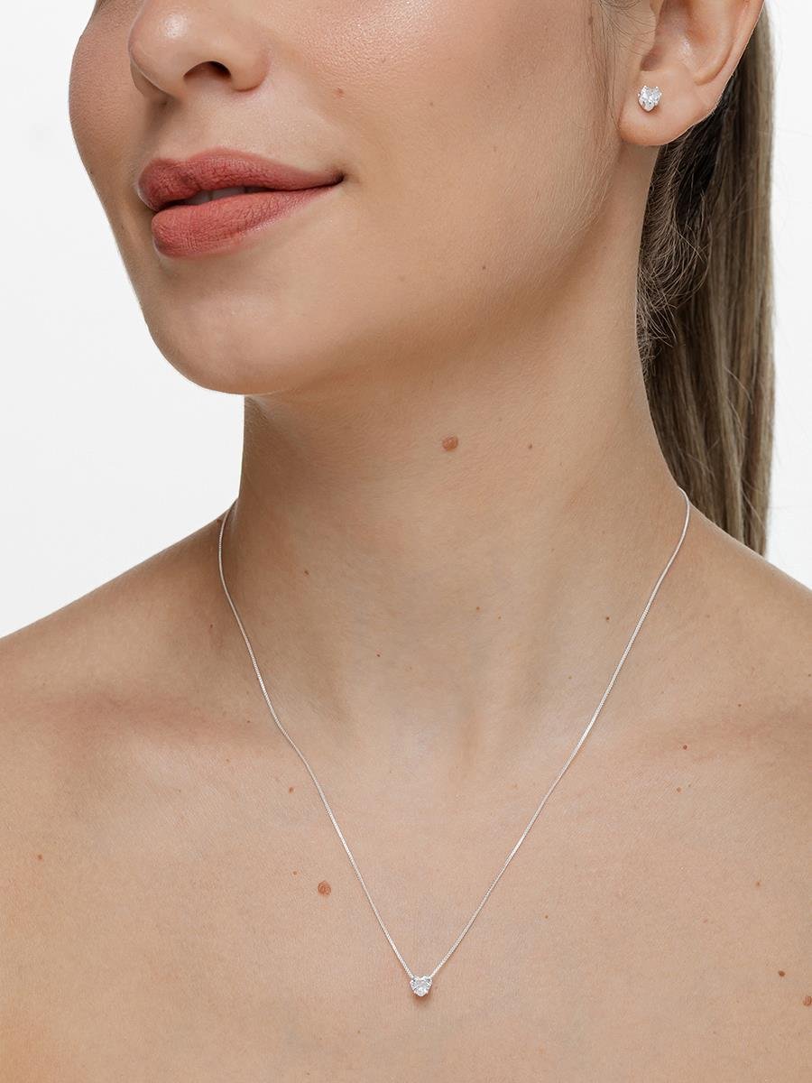 Conjunto Coração Ponto de Luz | Banhado no Prata