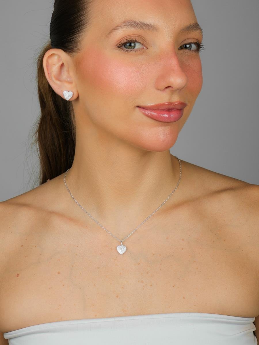 Conjunto Chuveiro Coração | Banho De Prata.