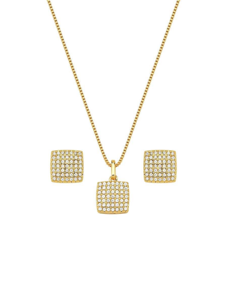 Conjunto Chuveiro Quadrado | Banhado a Ouro.