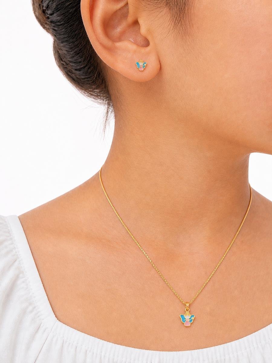 Conjunto Fada Resinada | Infantil | Banhado a Ouro.