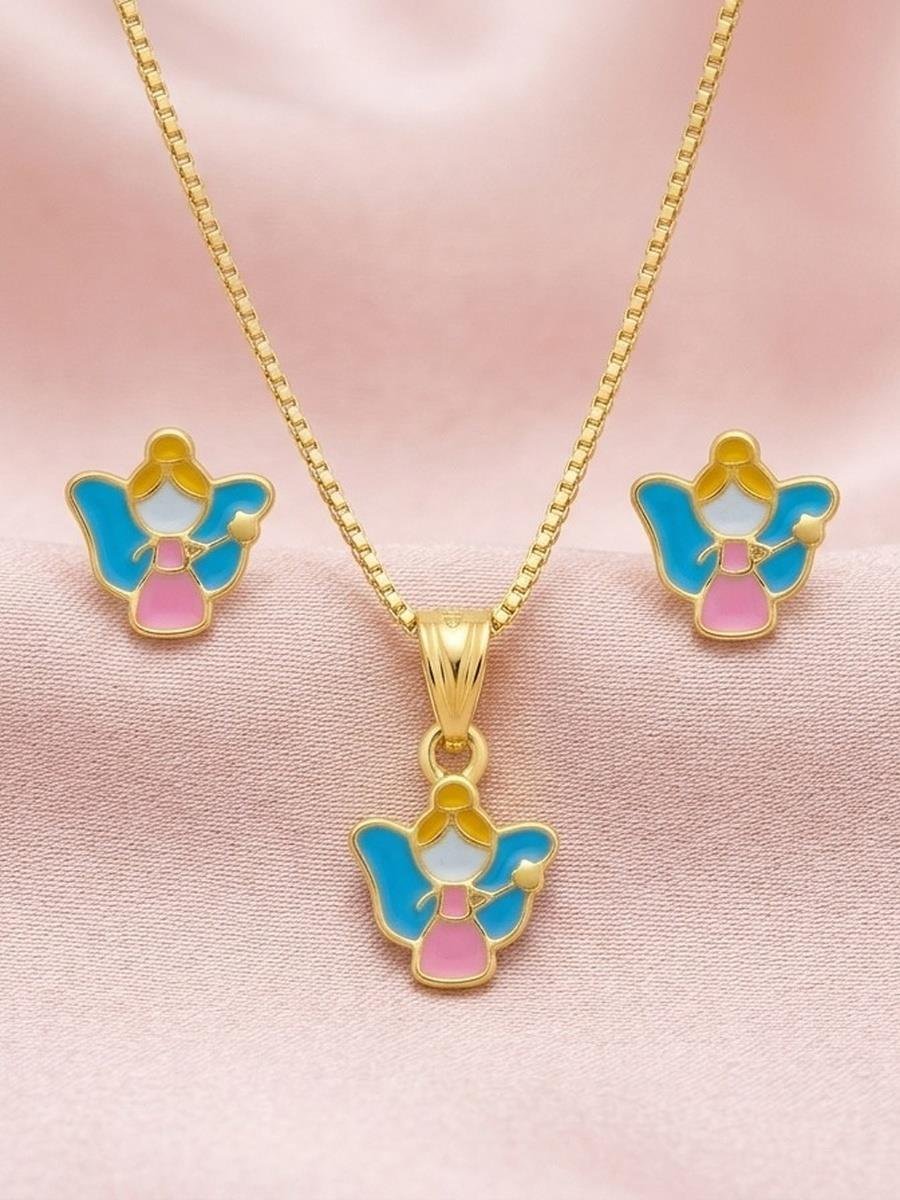 Conjunto Fada Resinada | Infantil | Banhado a Ouro.