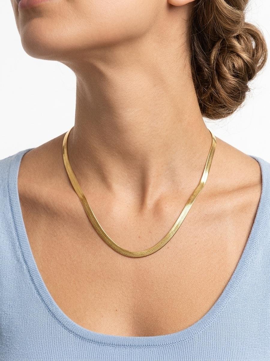 Colar Malha Fita 45CM 4MM | Banhado a Ouro.