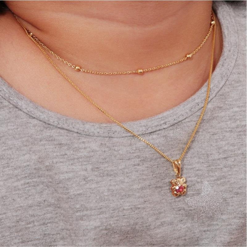 Colar Mini Elos com Bolinhas | Infantil | Banhado a Ouro.