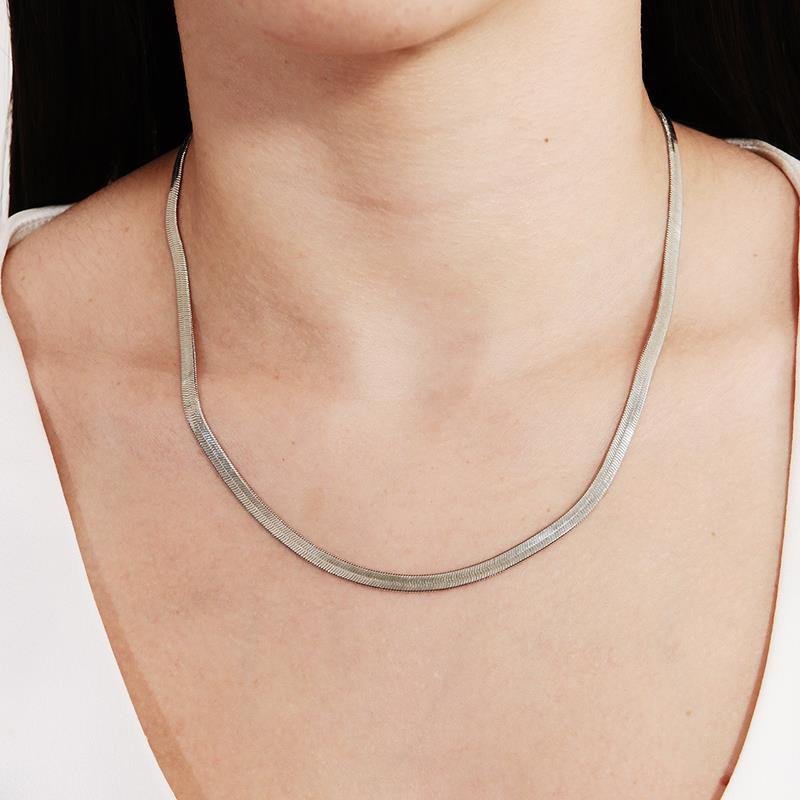 Colar de Malha Fita | Banho de Platina