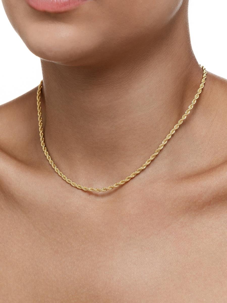 Colar Cordão Baiano 3MM 40CM | Banhado a Ouro 