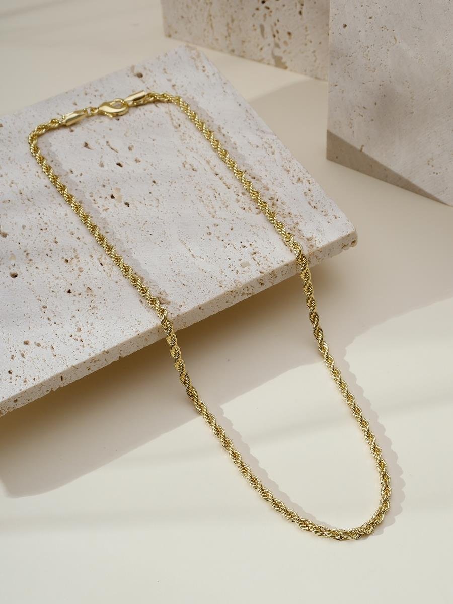 Colar Cordão Baiano 3MM 40CM | Banhado a Ouro 