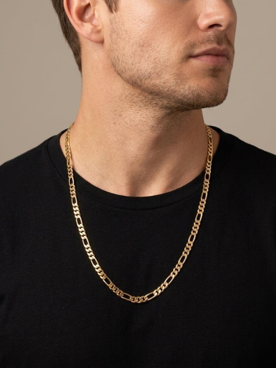 Corrente Elo Fígaro 4MM | Masculino | Banhado a Ouro.