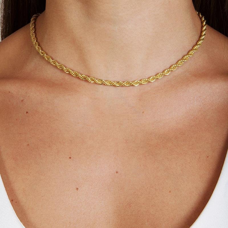 Colar Cordão Baiano Dourado 4 MM 40 CM