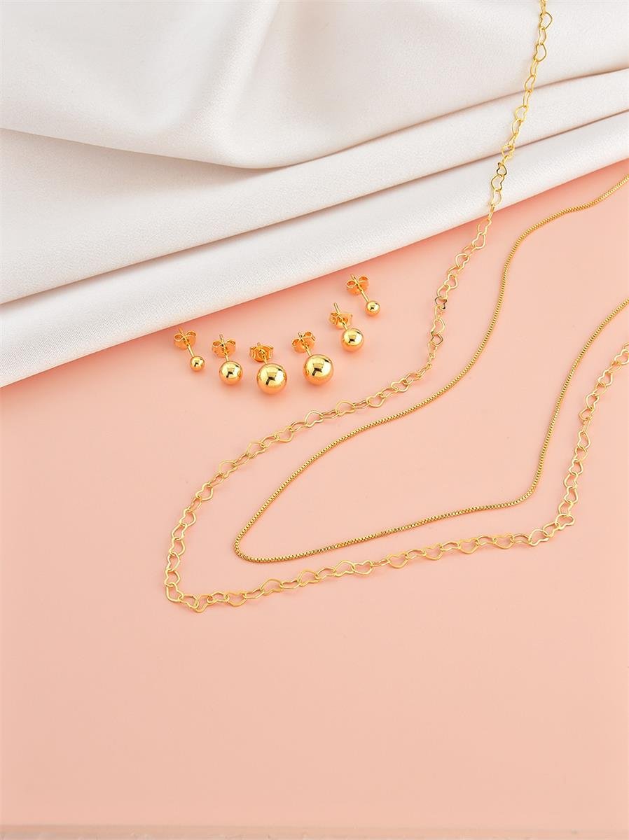 Colar Dourado de Elo Coração 70 CM | Banhado a Ouro