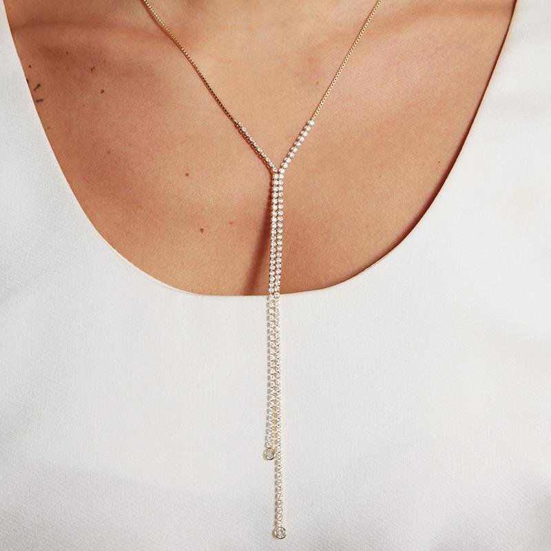 Colar Dourado Com Zircônia Incolor 