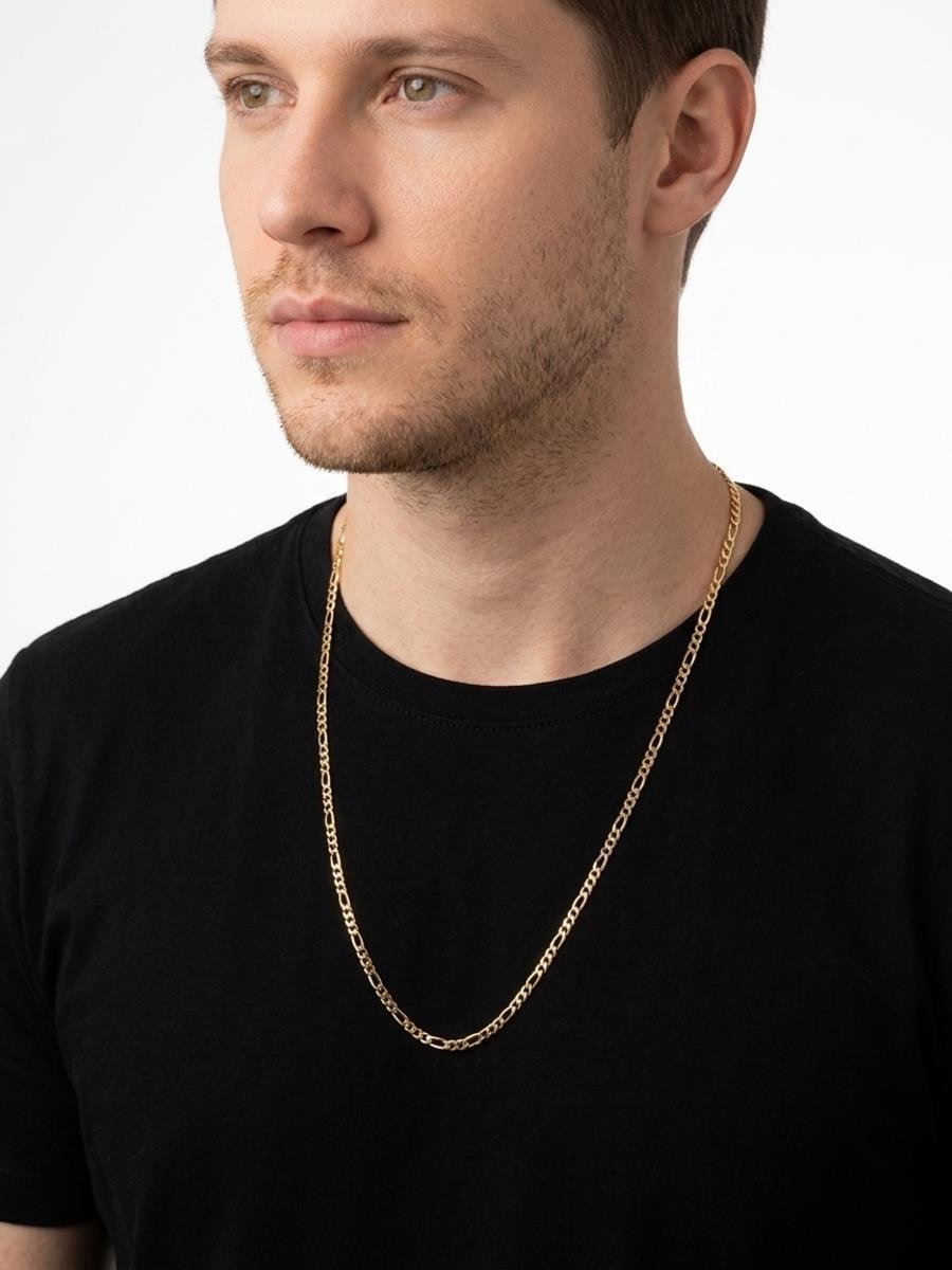 Corrente Elo Fígaro 3 MM | Masculino | Banhado a Ouro.