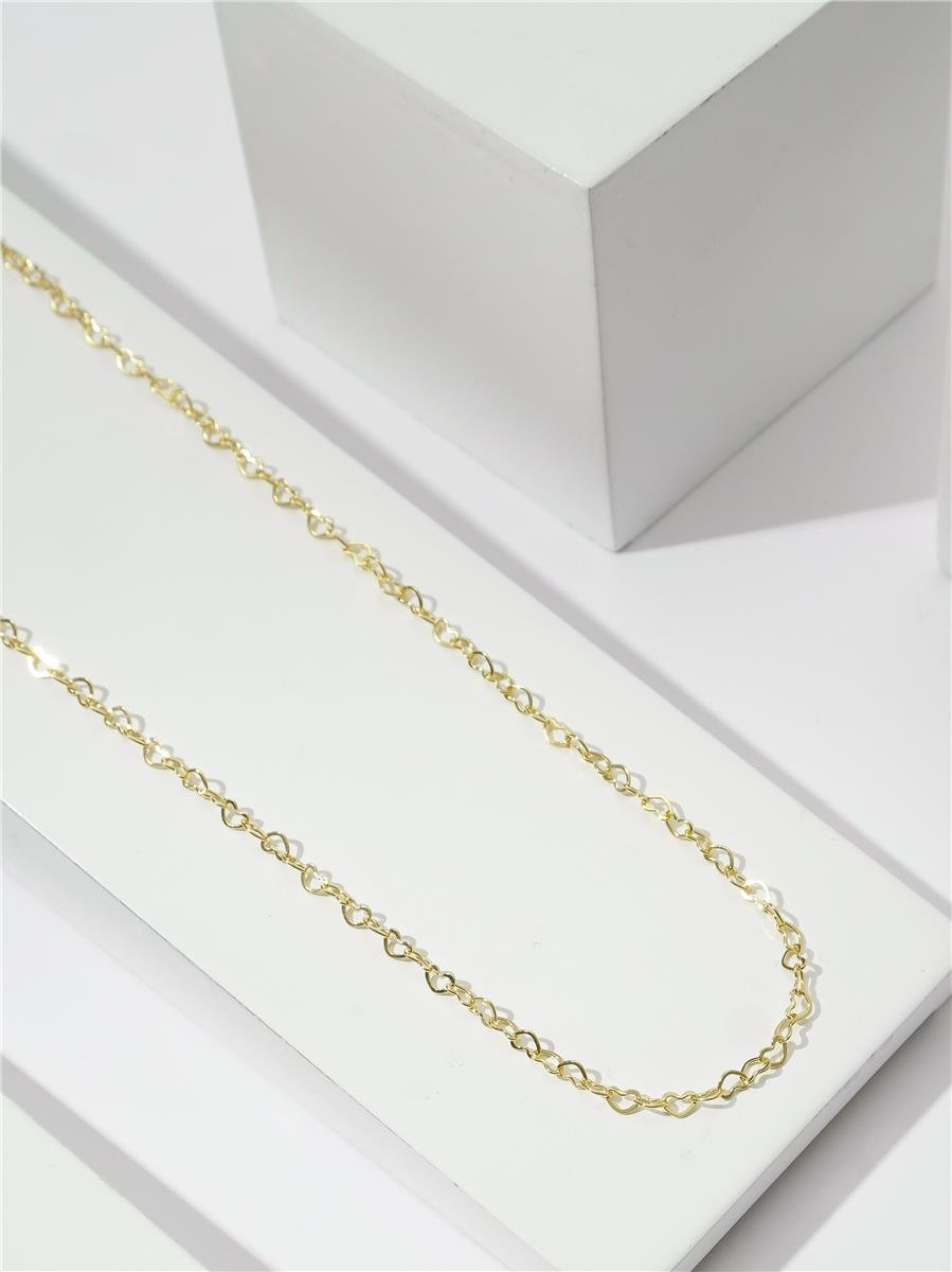 Colar Elos de Coração 45 CM | Banhado a Ouro