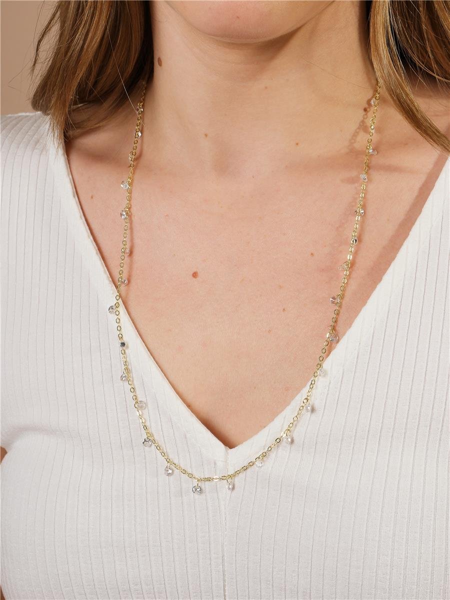 Colar Dourado com Cristais 