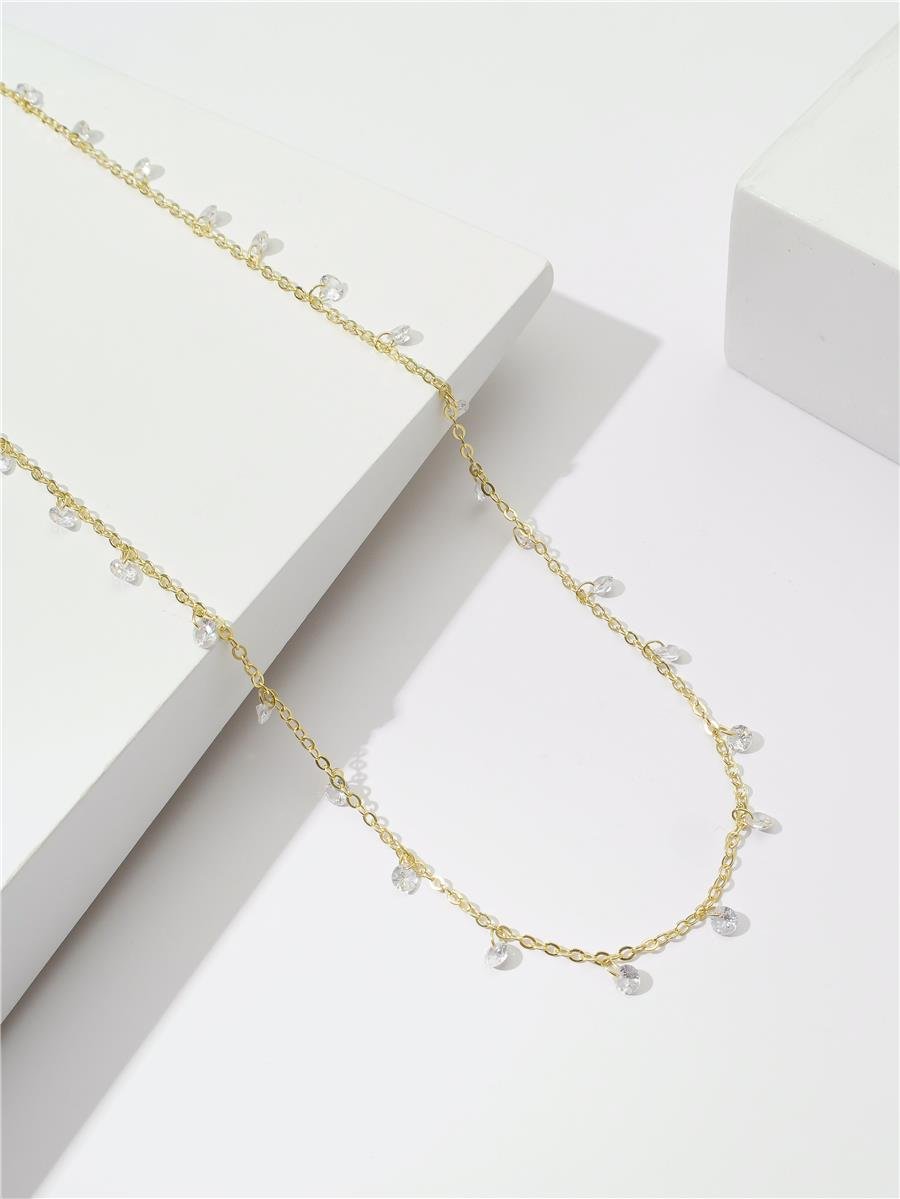 Colar Dourado com Cristais 