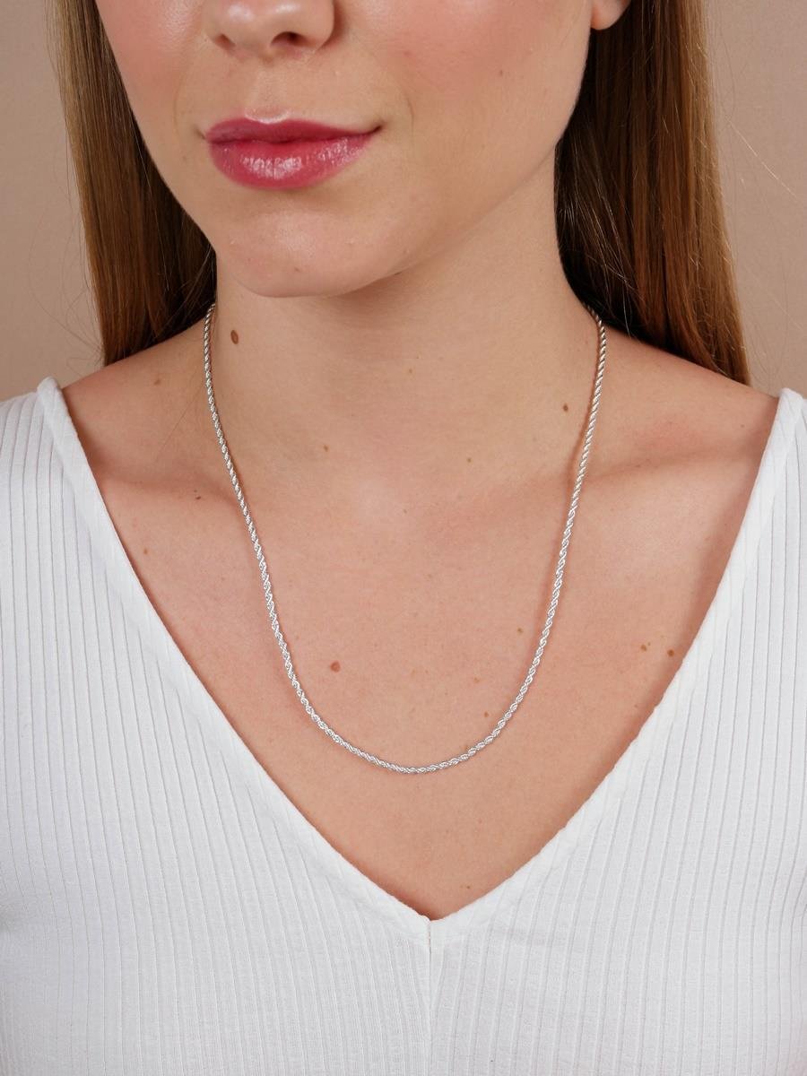 Colar de Cordão Baiano 50CM 2MM | Banhado no Prata 