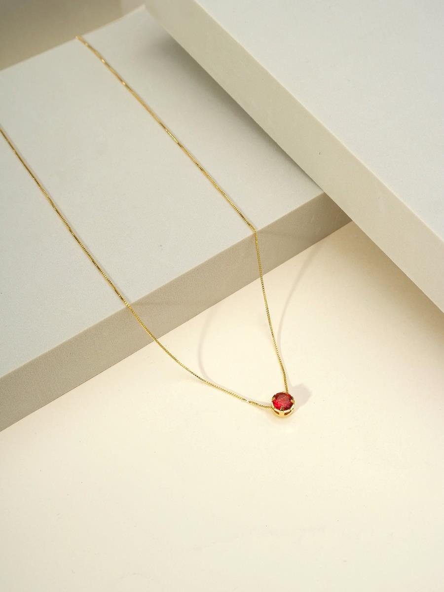 Colar de Ponto de Luz Rosa Rubi M