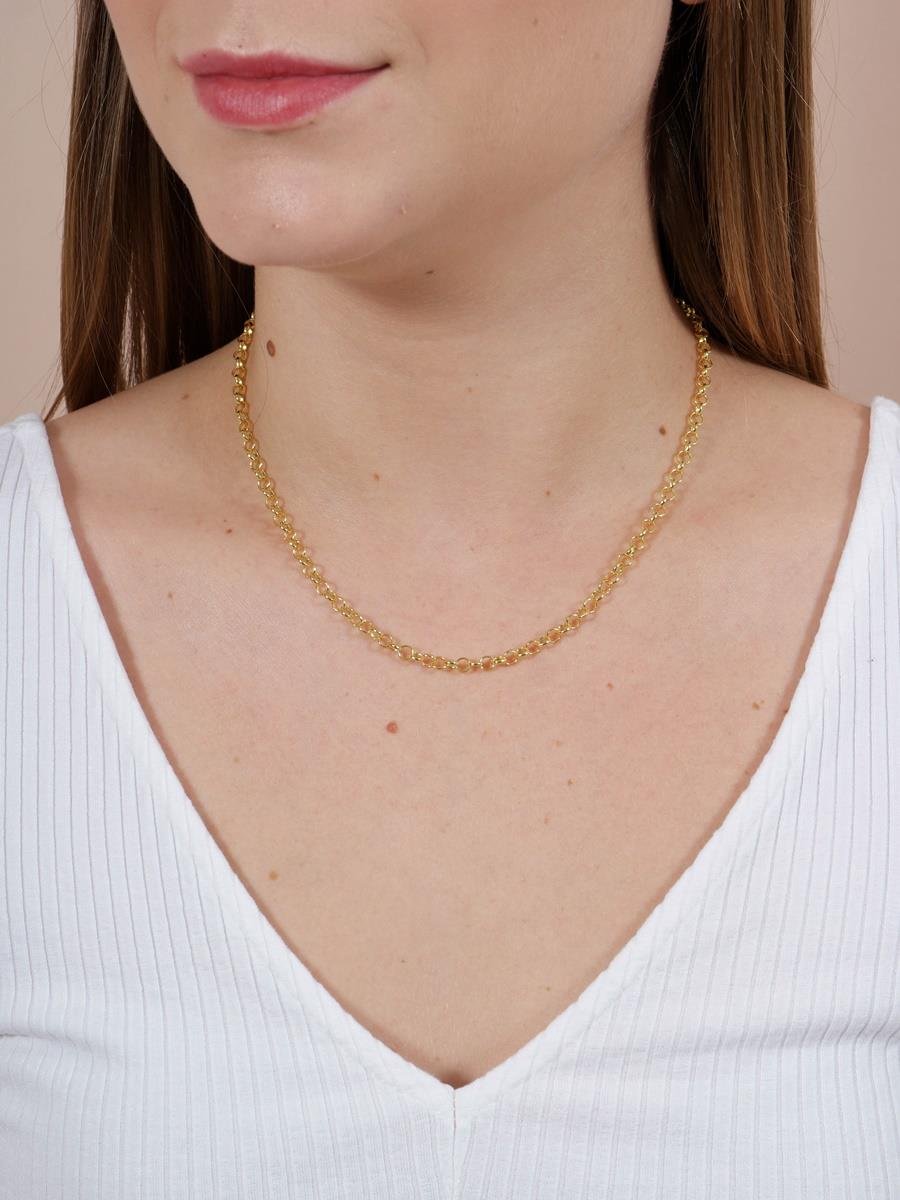 Corrente Elo Português 4MM | Banhado a Ouro.