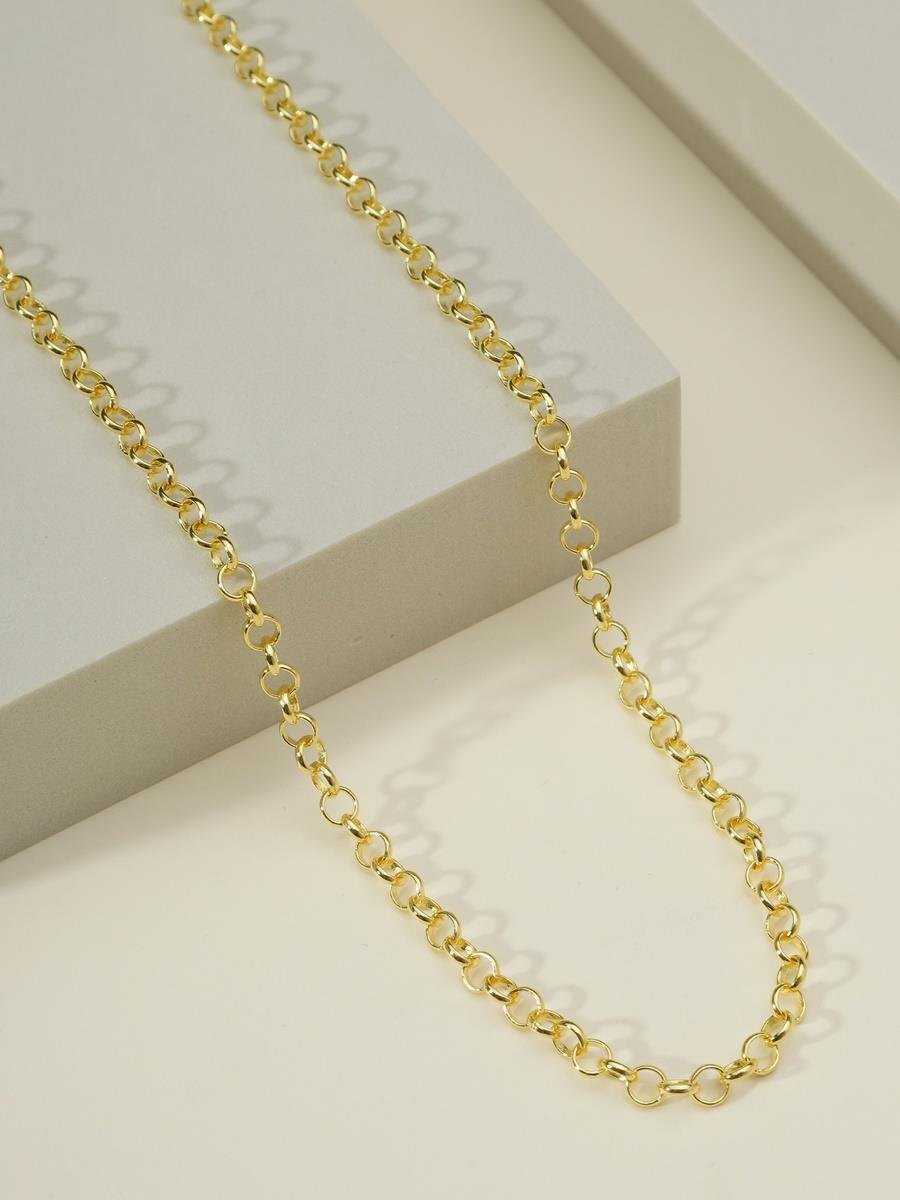 Corrente Elo Português 4MM | Banhado a Ouro.
