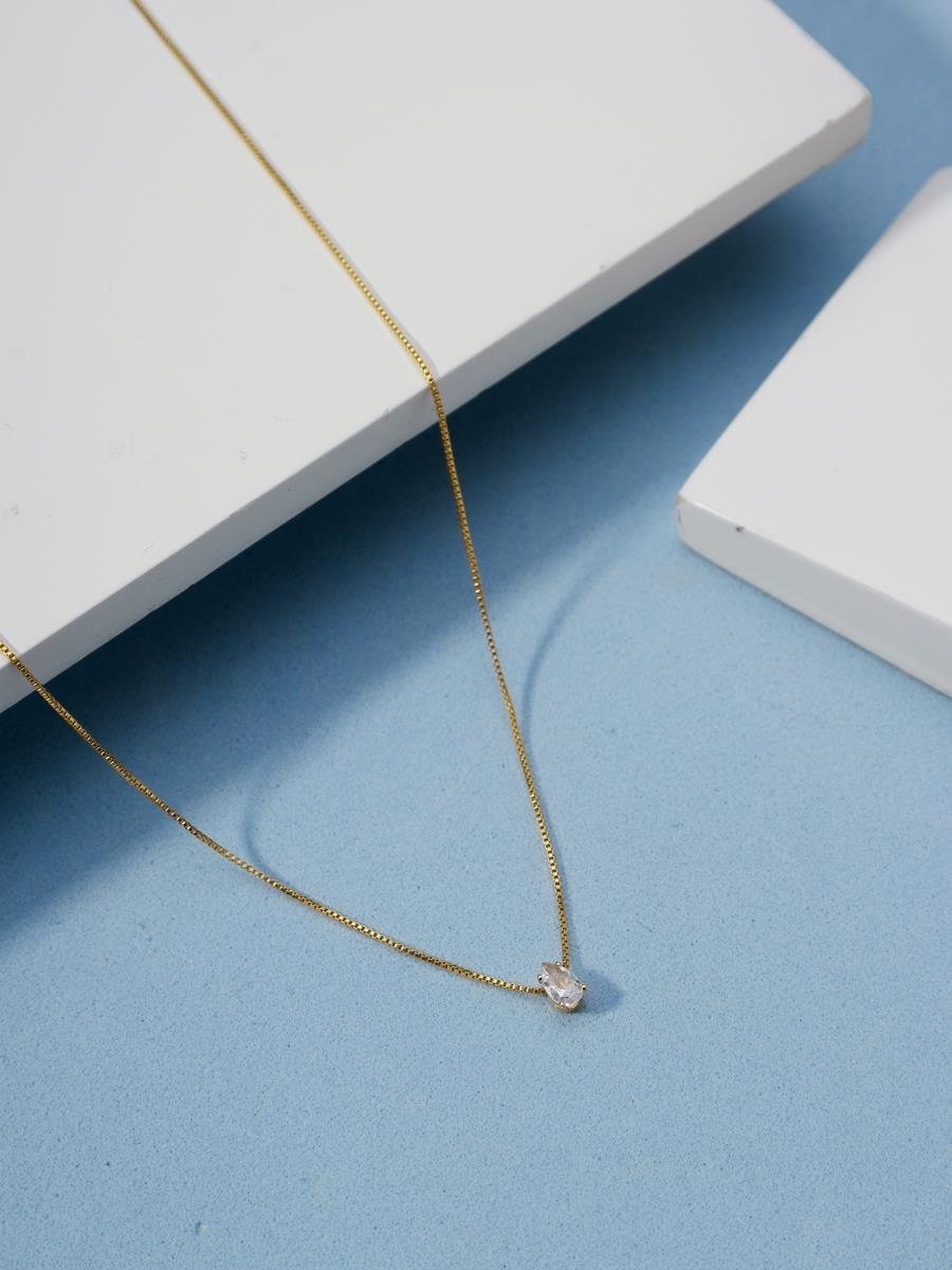 Colar Ponto de Luz Gota | Banhado a Ouro.