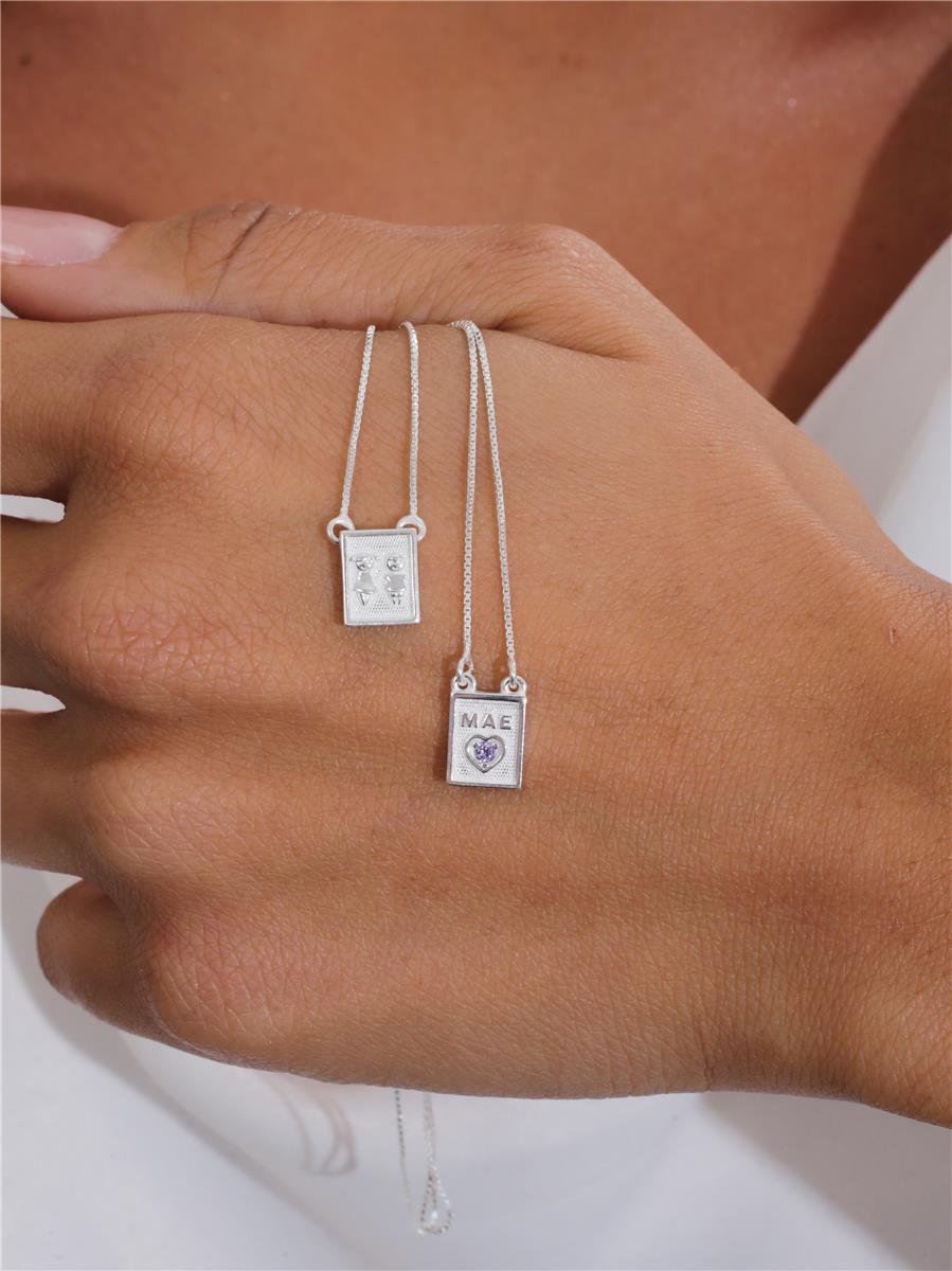 Escapulário Mãe com Casal | Prata 925