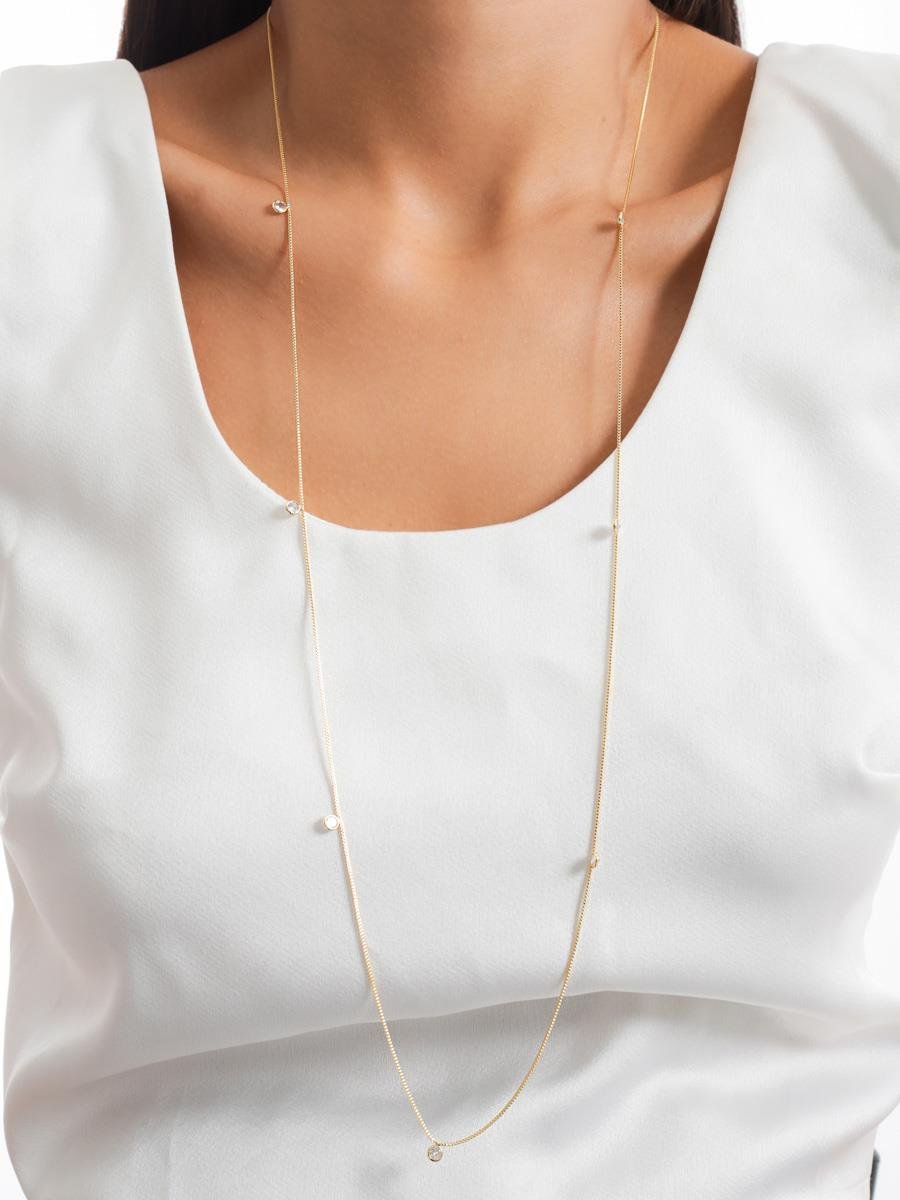 Colar Longo com Zircônias Incolor