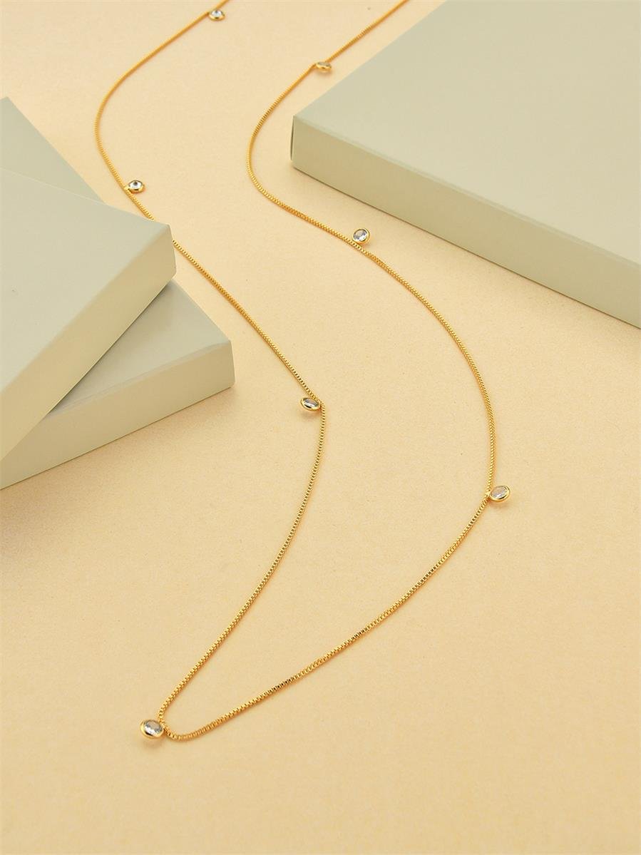 Colar Longo com Zircônias Incolor