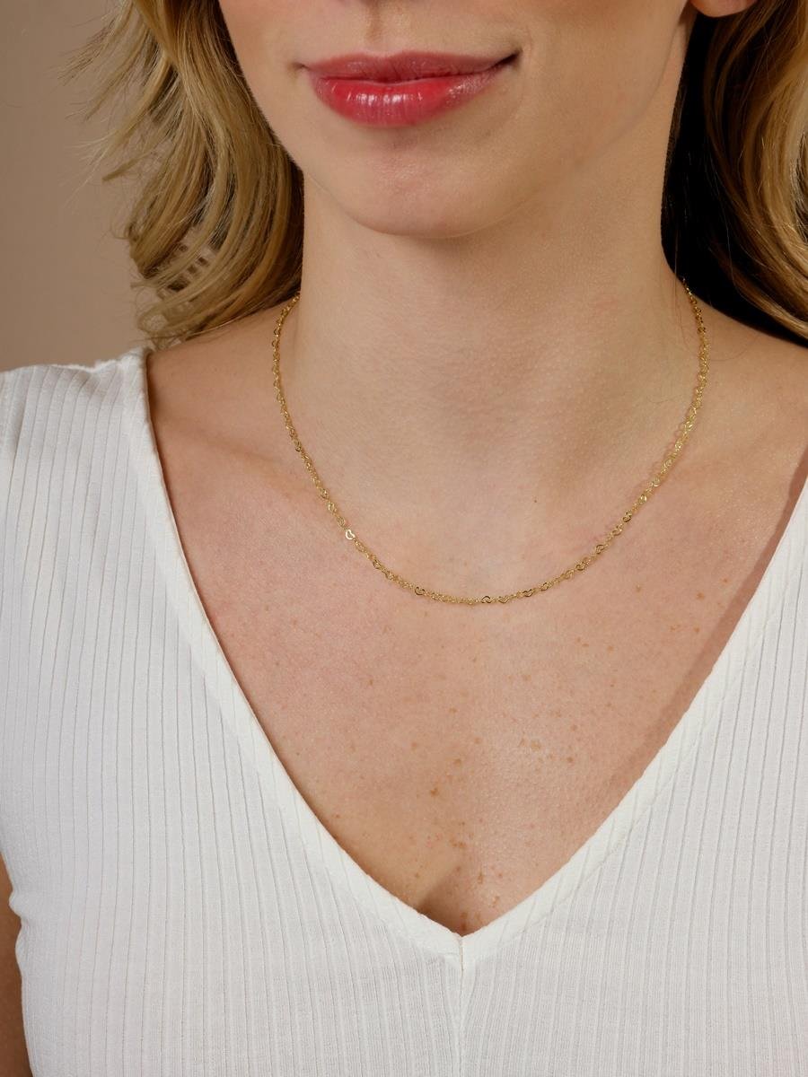 Choker de Elo Coração 40cm | Banhado a Ouro