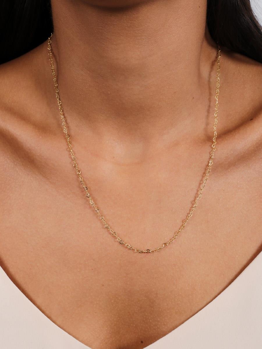 Colar Mini Elo Coração 50CM | Banhado a Ouro