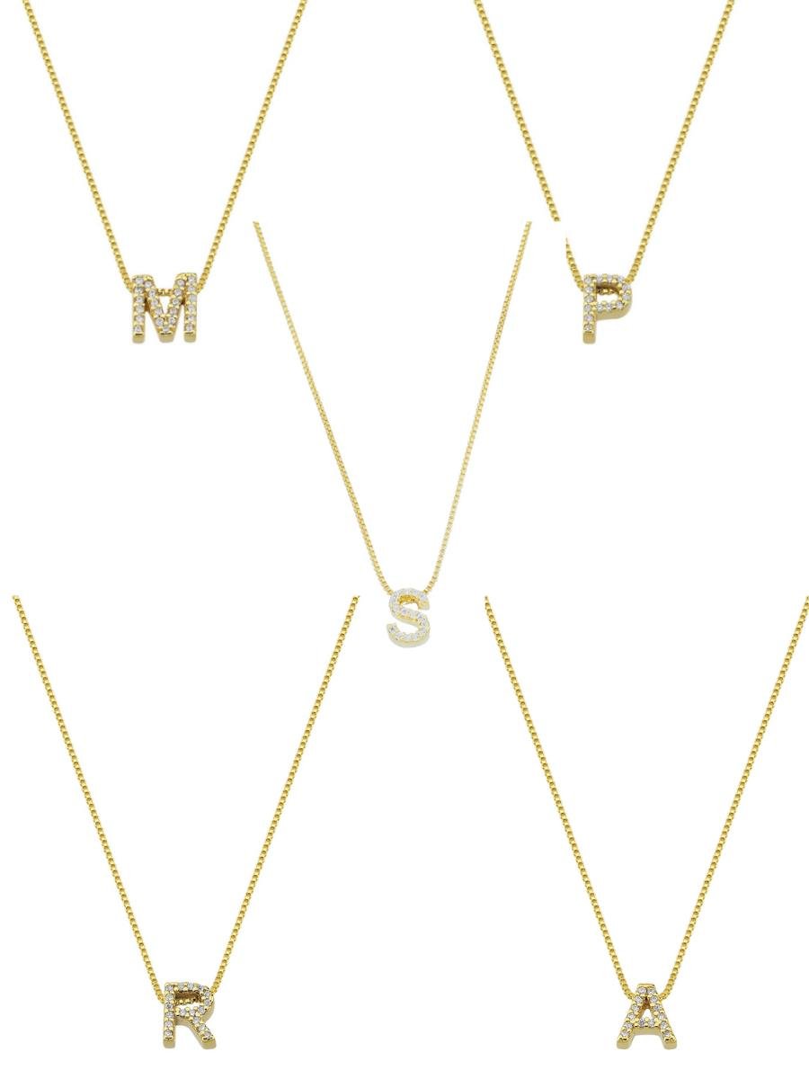 Colar de Letra Cravejada | Banhado no Ouro