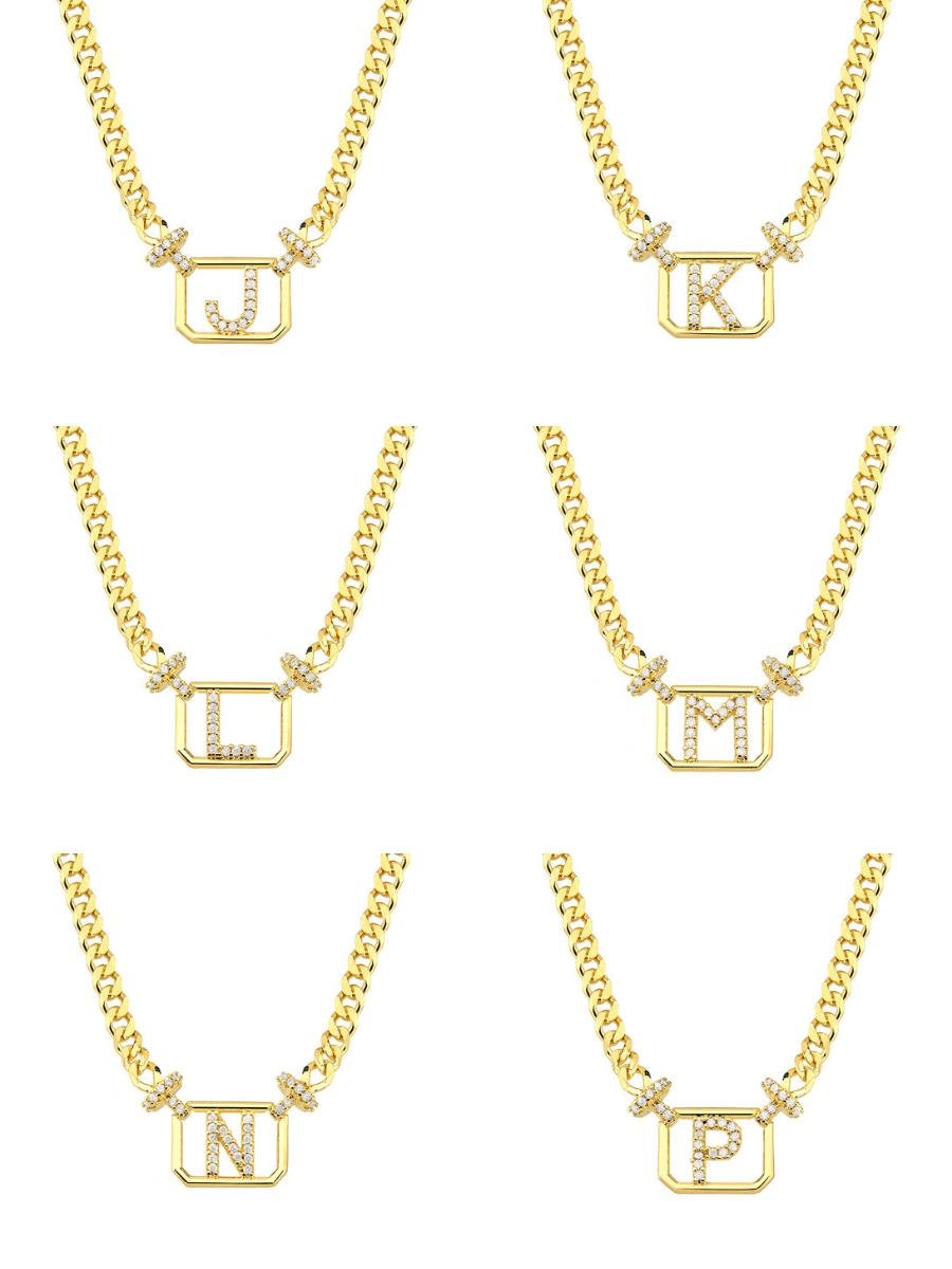 Colar Elos Grumet com Pingente de Letra Cravejada