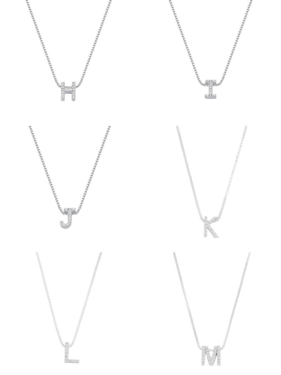 Colar Letra Cravejada | Prata 925