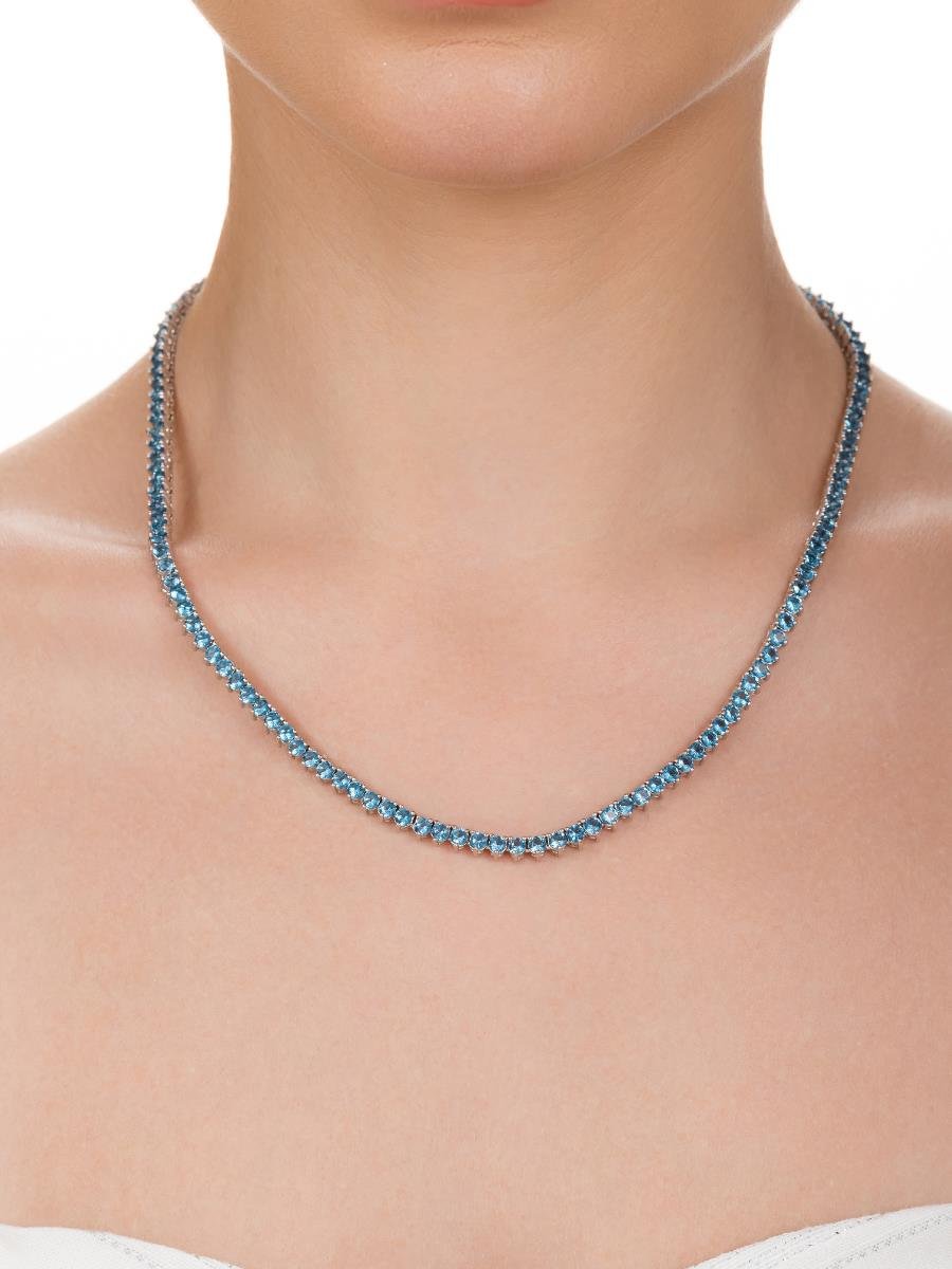 Colar Riviera Safira | Banho de Ródio Branco