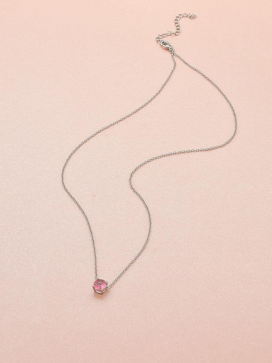 Colar Rosa | Banho de Rodio Branco