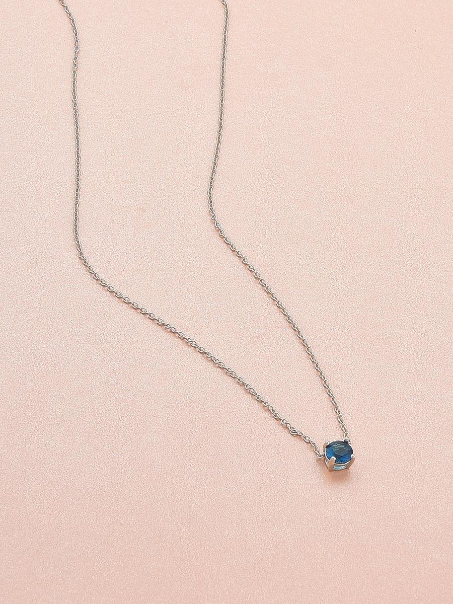 Colar Safira | Banho de Ródio Branco