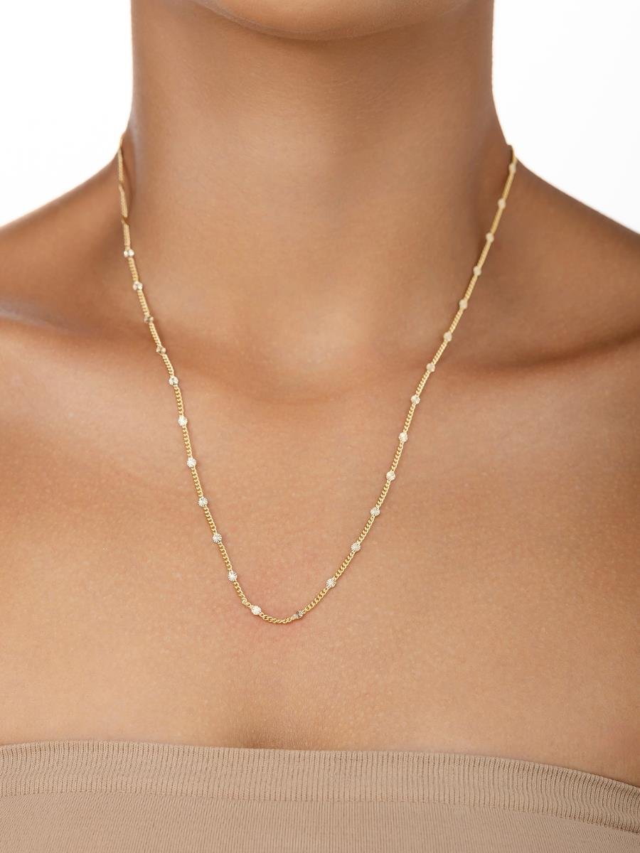 Colar Plaquinhas Diamantadas | Banhado a Ouro.