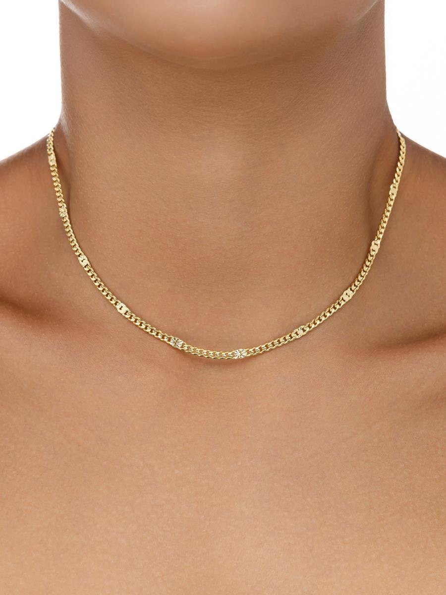 Colar Elo Grumet Detalhe Diamantado