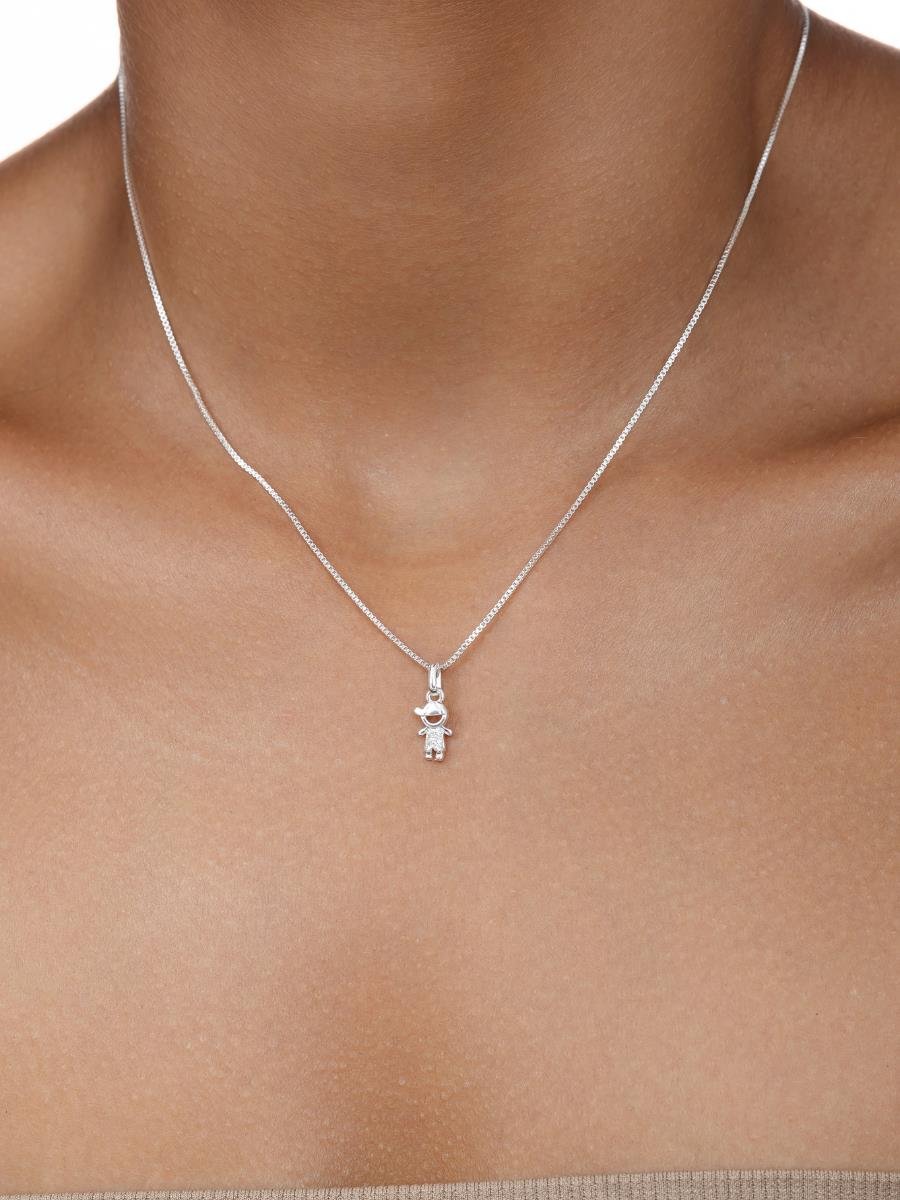 Colar Menino Incolor | Banho de Prata
