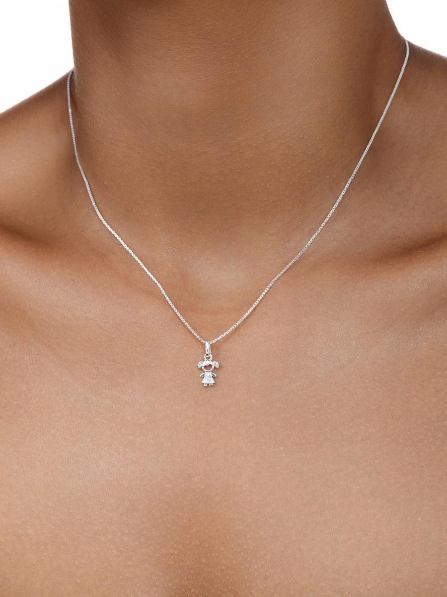 Colar Menina Incolor | Banho de Prata