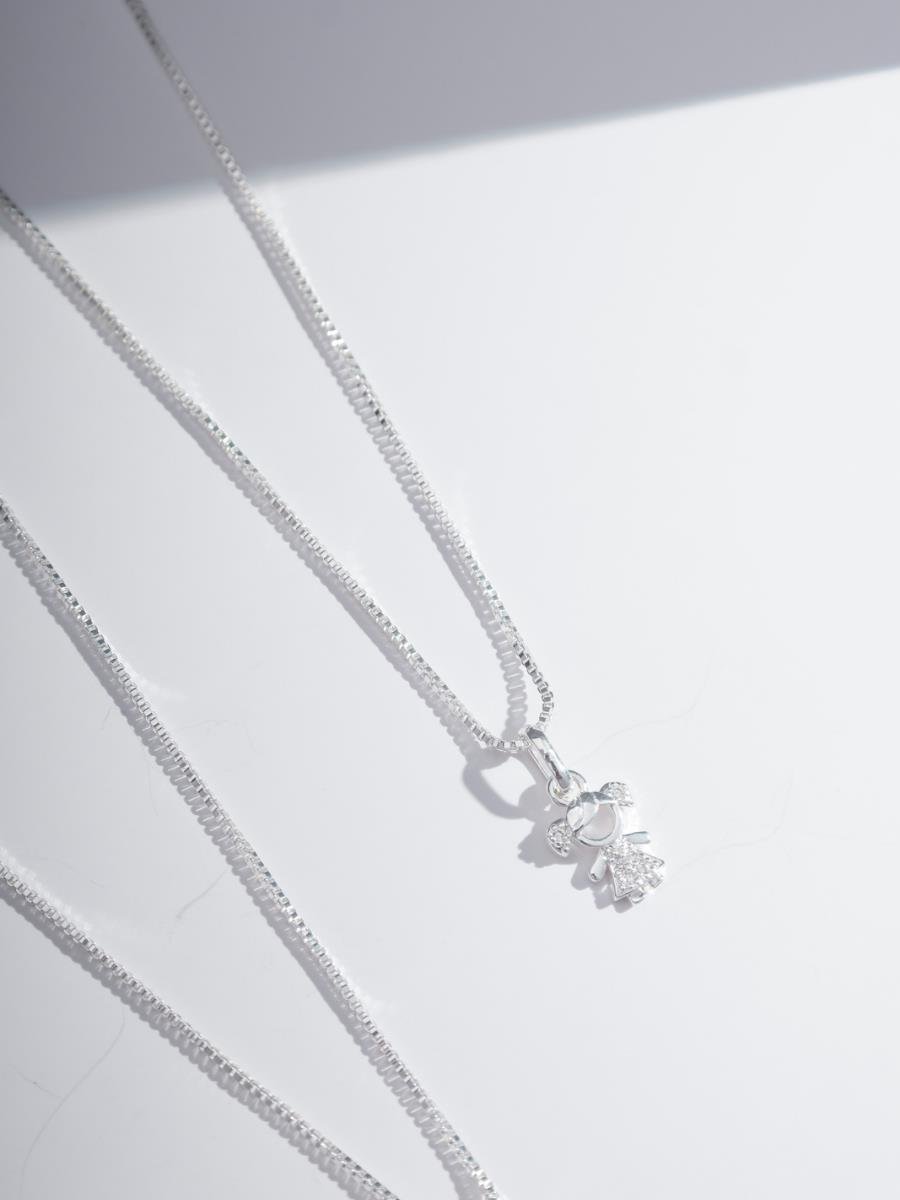 Colar Menina Incolor | Banho de Prata