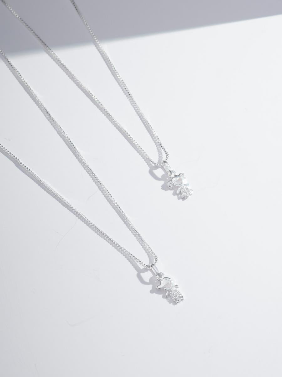 Colar Menina Incolor | Banho de Prata