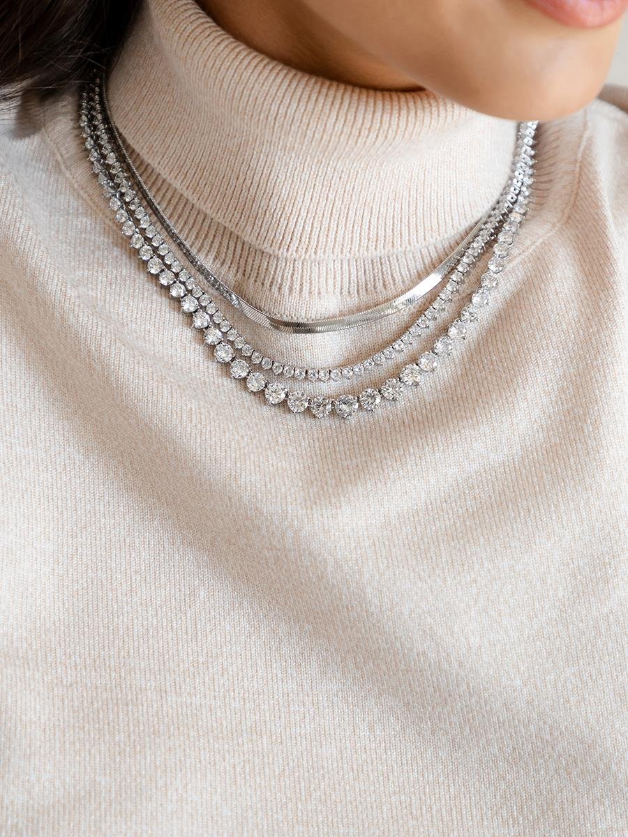 Choker Malha Fita 30CM 4MM | Banhado no Ródio Branco